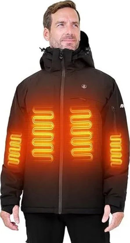 Ultimate Heated Winter Jacket – 12V Battery Pack, 5 Heating Zones, Waterproof Ski Coat for Men
