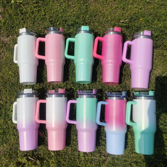 Large Capacity  Gradient Thermal Mug- Stainless Steel Double-Layer Vacuum with Handle