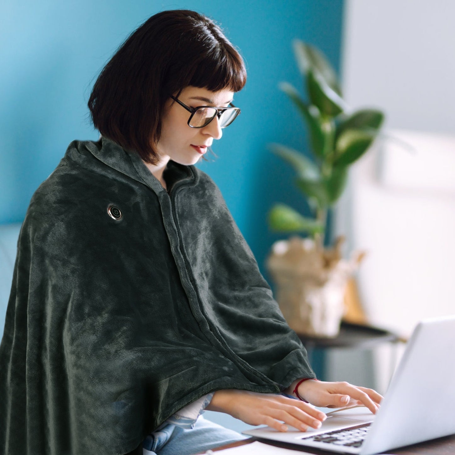 Cozy USB Heated Shawl Blanket – Zipper Design, 3 Heat Levels, Washable Winter Wrap