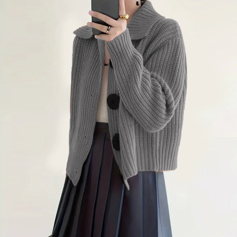Cozy Plus Size Ribbed Cardigan – Soft Long Sleeve Knit Sweater for Fall & Winter