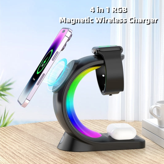 4 In 1 Magnetic Wireless Charger Fast Charging Station-Fast Charger for iPhone ,AirPods&Apple Watch