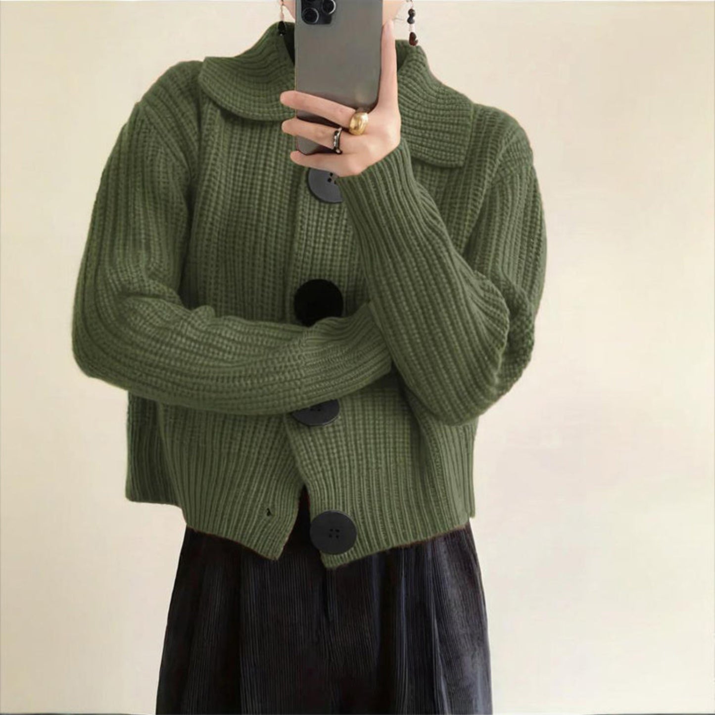 Cozy Plus Size Ribbed Cardigan – Soft Long Sleeve Knit Sweater for Fall & Winter