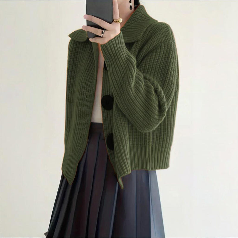 Cozy Plus Size Ribbed Cardigan – Soft Long Sleeve Knit Sweater for Fall & Winter