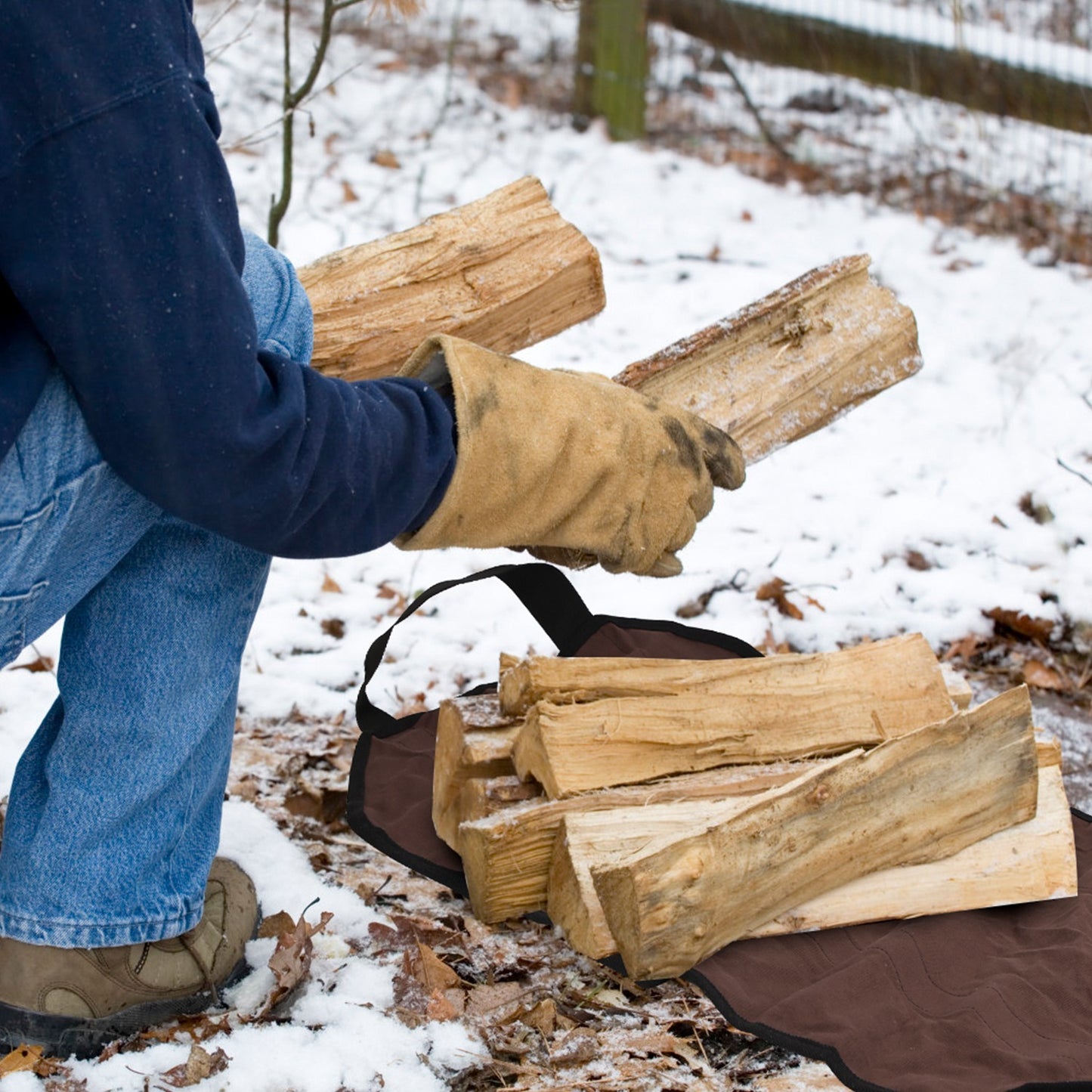 Firewood Carrier Bag-Heavy-Duty Log Tote with Handle for Indoor  Fireplace & Outdoor Camping