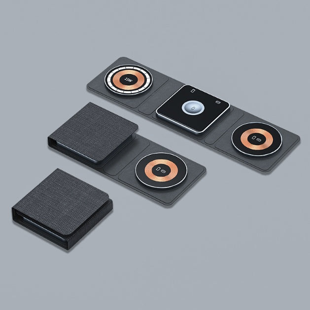 3-IN-1 Magnetic Folding Wireless Charger Station /Fast Charging  for iPhone ,Apple Watch & AirPods