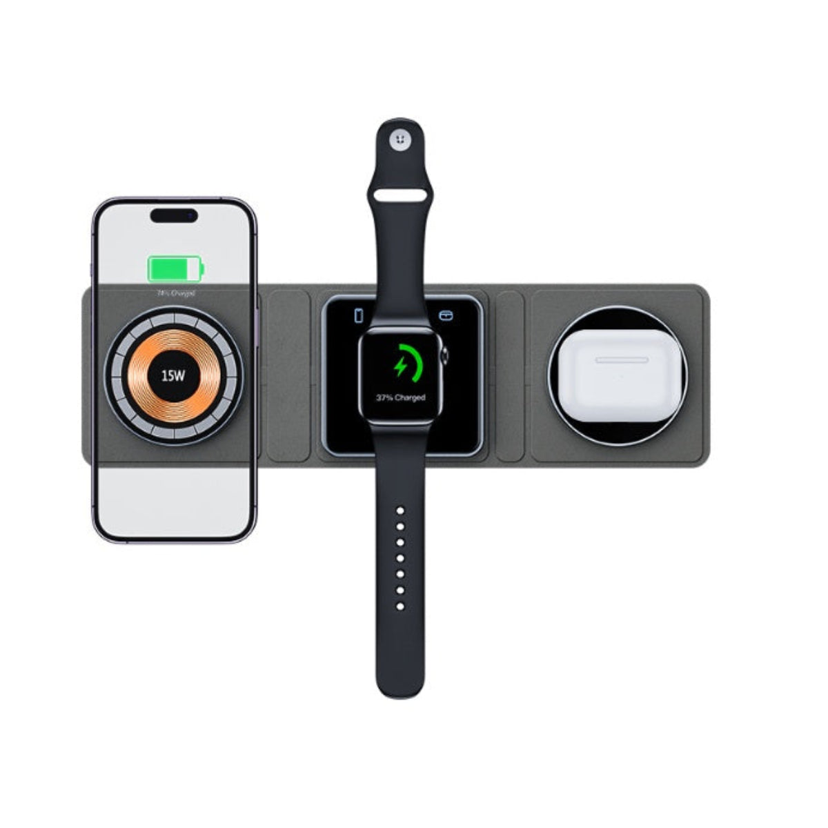 3-IN-1 Magnetic Folding Wireless Charger Station /Fast Charging  for iPhone ,Apple Watch & AirPods