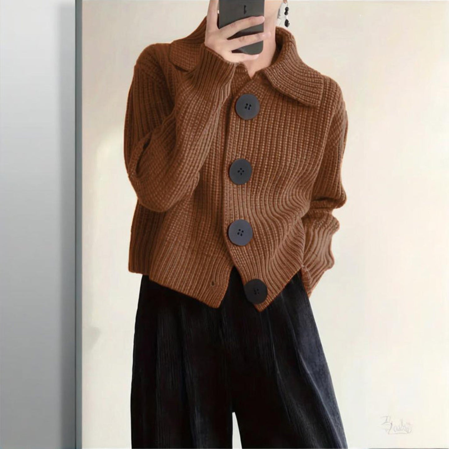 Cozy Plus Size Ribbed Cardigan – Soft Long Sleeve Knit Sweater for Fall & Winter