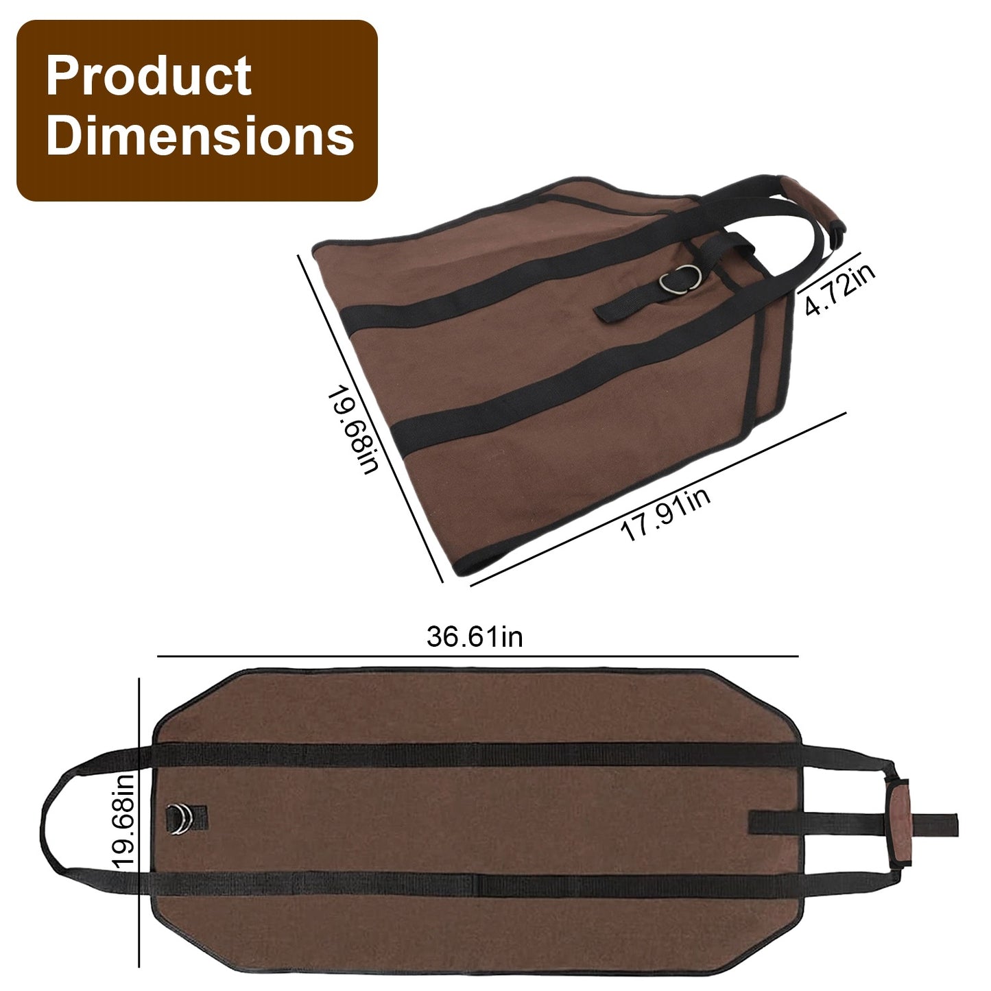 Firewood Carrier Bag-Heavy-Duty Log Tote with Handle for Indoor  Fireplace & Outdoor Camping
