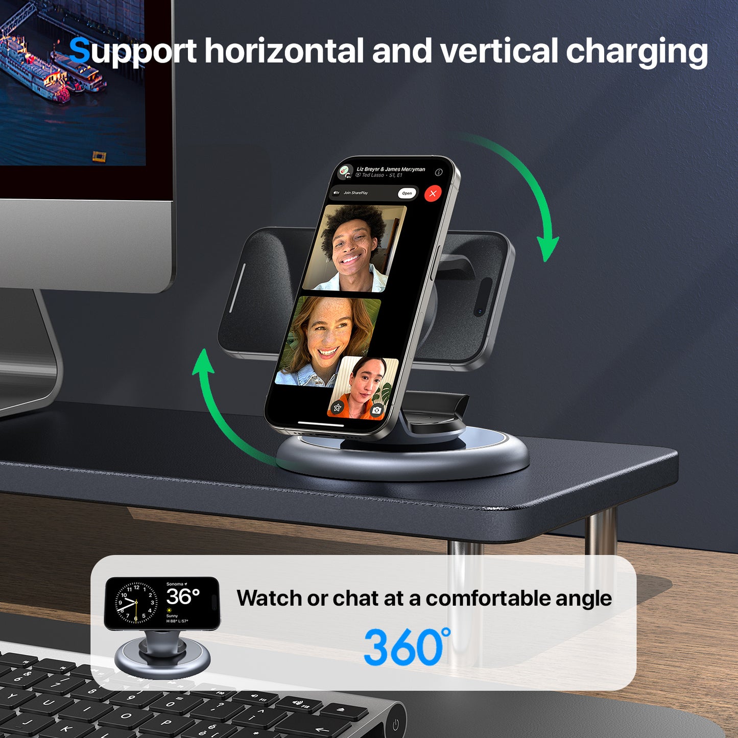 3-in-1 Magsafe Wireless Charging Station for iPhone, Apple Watch & AirPods-Fast & Safe Charging Dock