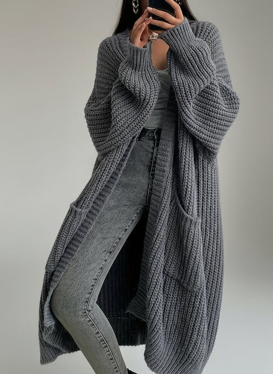 Autumn And Winter Lazy Style Long Cardigan Sweater For Women, Loose And Versatile, Long Sleeve Knitted Cardigan.