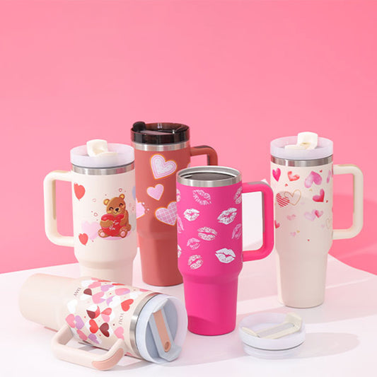 40oz Stainless Steel Tumbler  with  Handle & Straw-Spill-Proof Insulated Travel Mug for Coffee & Cold Drinks