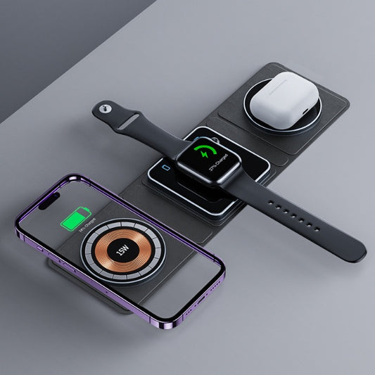 3-IN-1 Magnetic Folding Wireless Charger Station /Fast Charging  for iPhone ,Apple Watch & AirPods