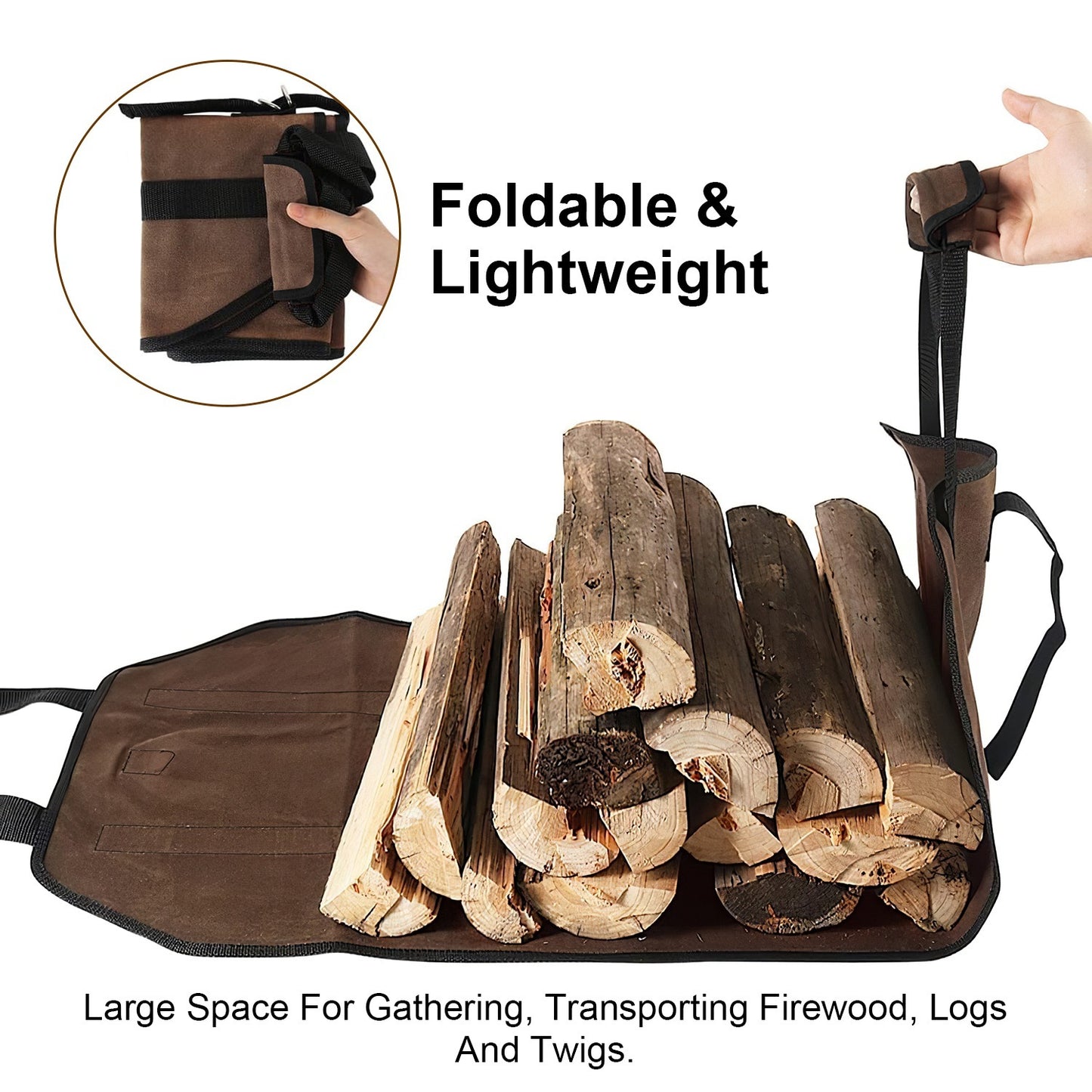 Firewood Carrier Bag-Heavy-Duty Log Tote with Handle for Indoor  Fireplace & Outdoor Camping
