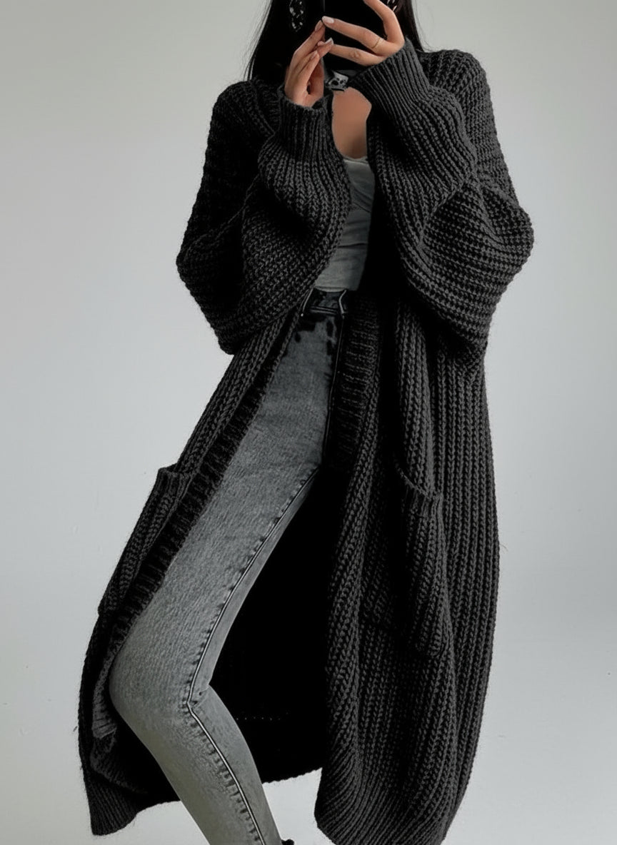 Autumn And Winter Lazy Style Long Cardigan Sweater For Women, Loose And Versatile, Long Sleeve Knitted Cardigan.