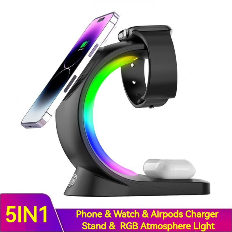 4 In 1 Magnetic Wireless Charger Fast Charging Station-Fast Charger for iPhone ,AirPods&Apple Watch