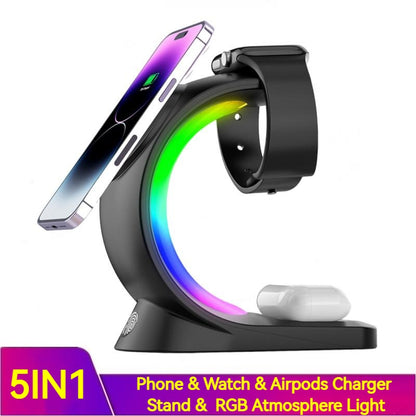 4 In 1 Magnetic Wireless Charger Fast Charging Station-Fast Charger for iPhone ,AirPods&Apple Watch