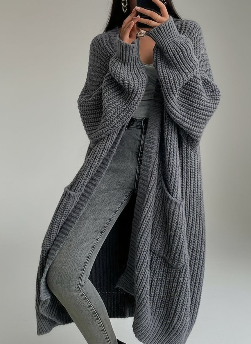 Autumn And Winter Lazy Style Long Cardigan Sweater For Women, Loose And Versatile, Long Sleeve Knitted Cardigan.